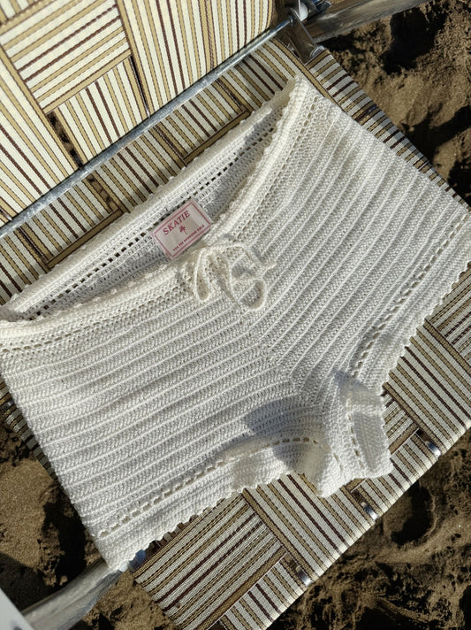 Scottie Shorts in White Crochet | Skatie