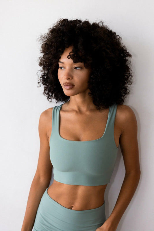 Carter Sports Bra in Sage | Skatie