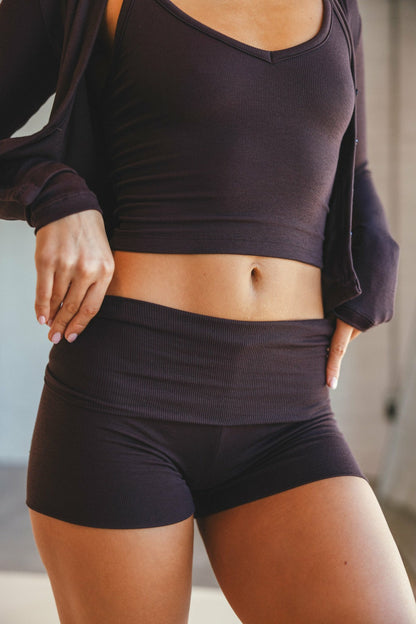 Cozy Short Baby Ribbed in Toasted | Skatie