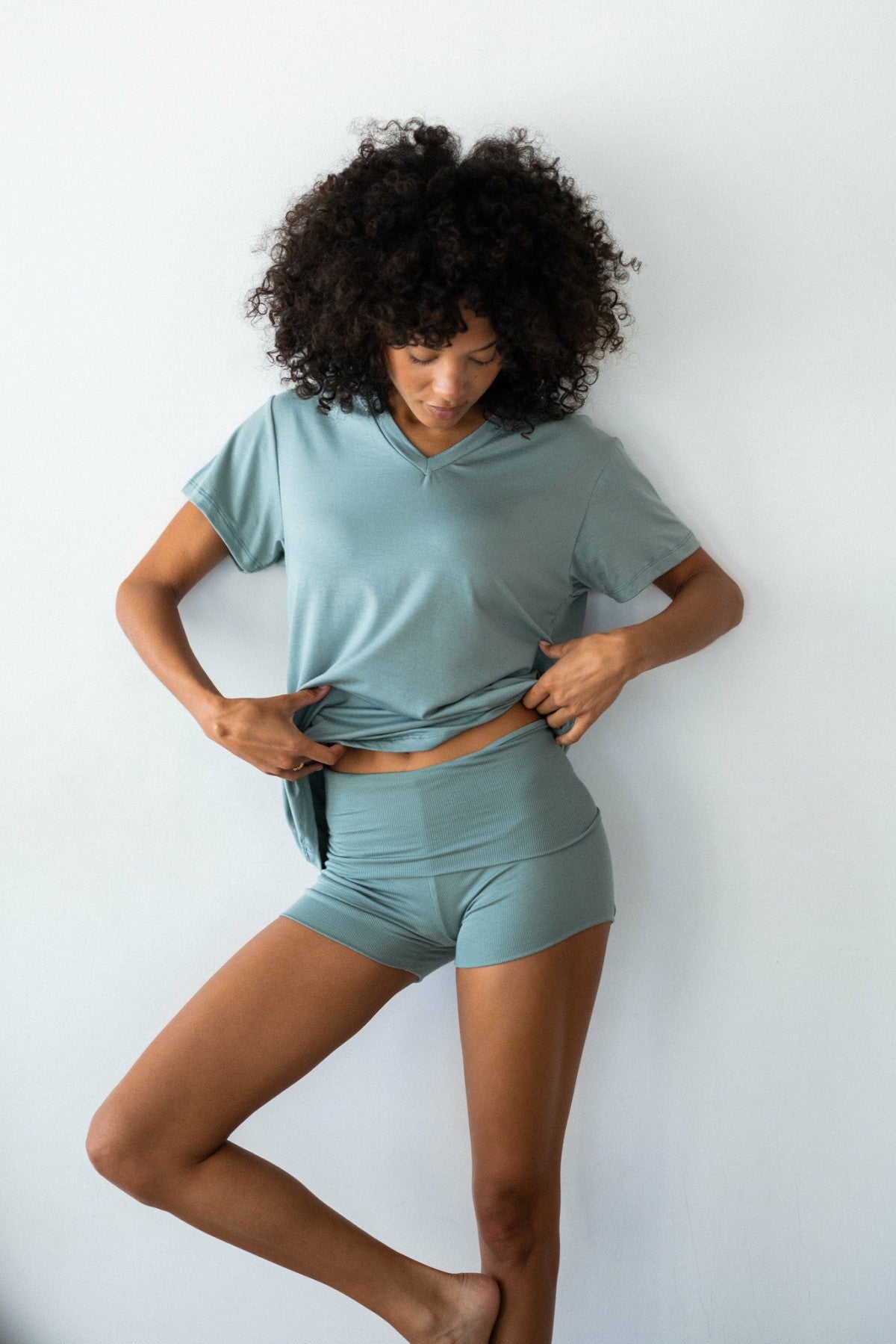 Cozy Short Baby Ribbed in Sage | Skatie