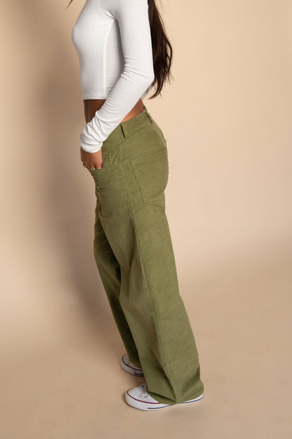 Nara Pants in Olive Corduroy | Skatie