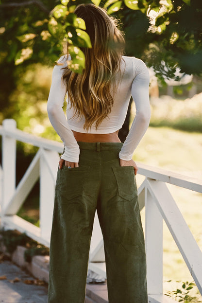 Nara Pants in Olive Corduroy | Skatie