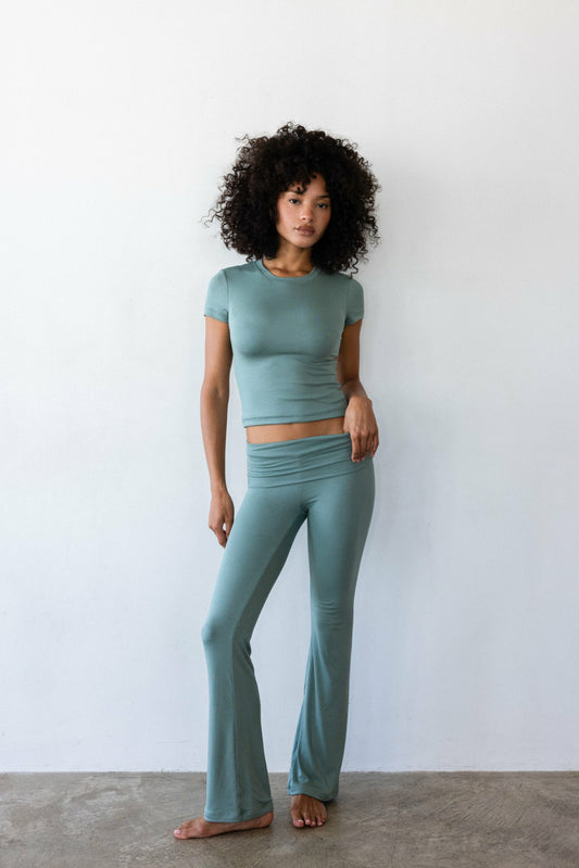 Britney Pants Baby Ribbed in Sage | Skatie