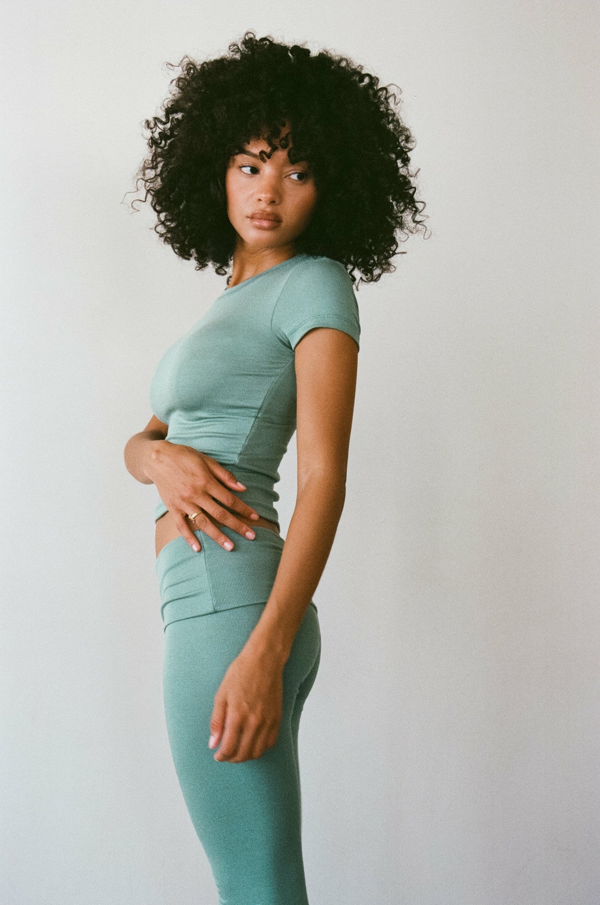 Britney Pants Baby Ribbed in Sage | Skatie