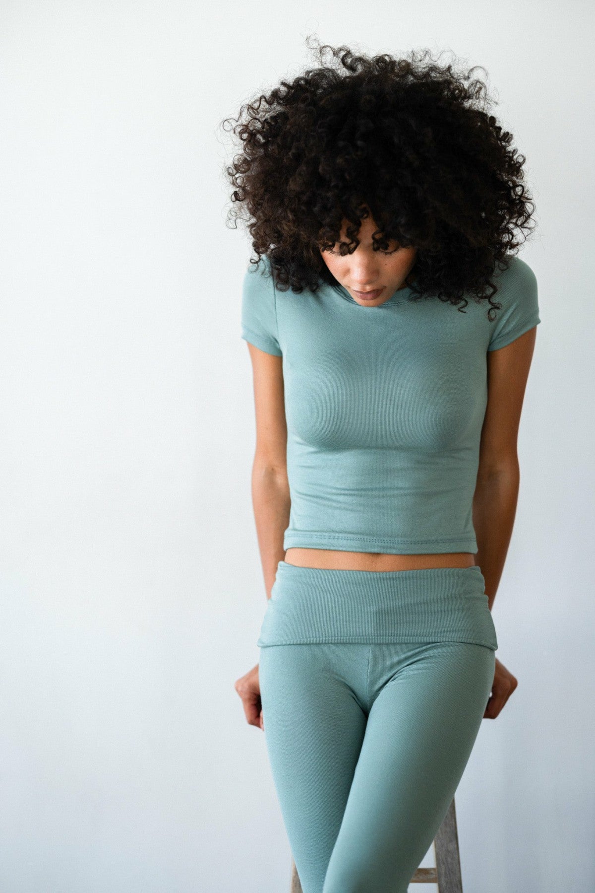 Britney Pants Baby Ribbed in Sage | Skatie