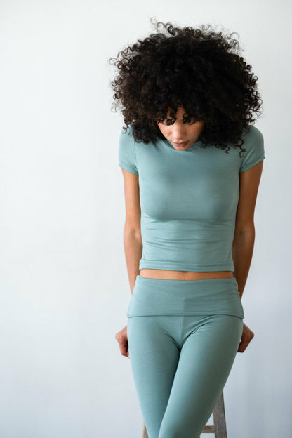 Britney Pants Baby Ribbed in Sage | Skatie
