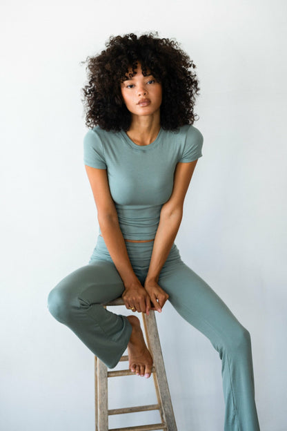Britney Pants Baby Ribbed in Sage | Skatie
