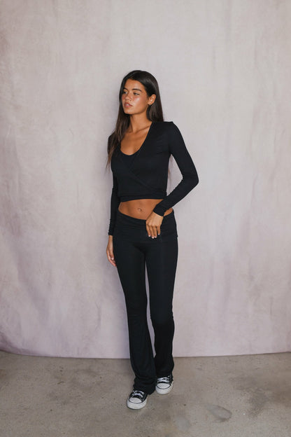 Britney Pants Baby Ribbed in Black | Skatie