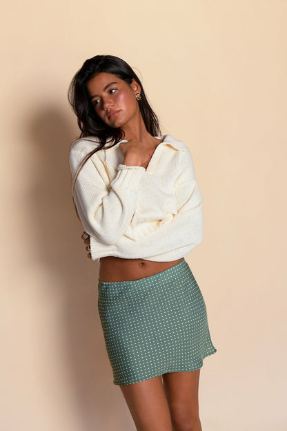 Everyday Mini Skirt Satin in Meadow | Skatie