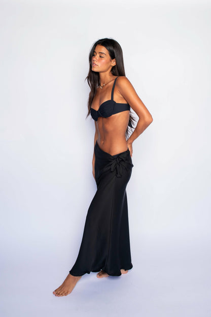 Marissa Skirt Satin in Black | Skatie