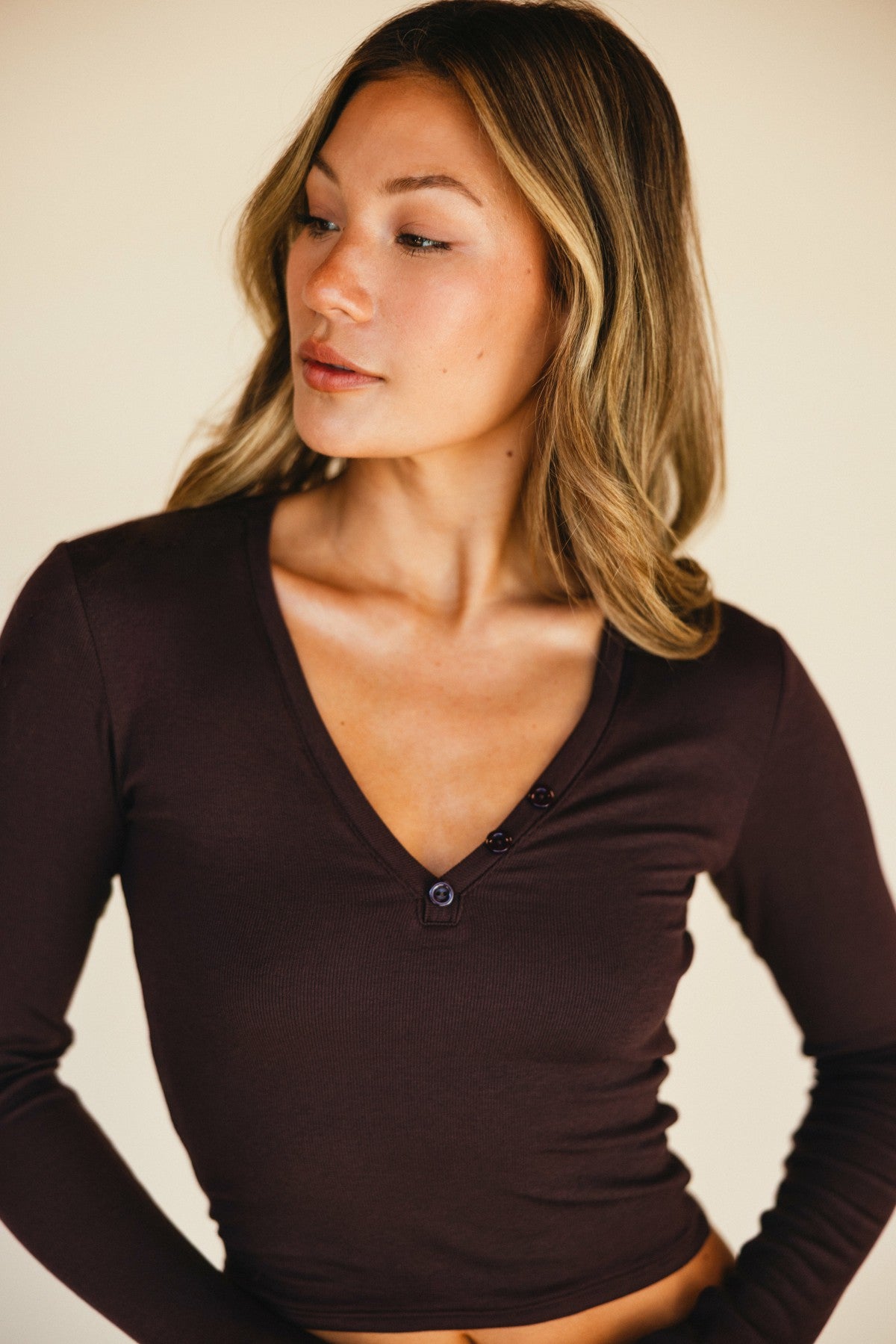 Henley Top Baby Ribbed in Toasted | Skatie