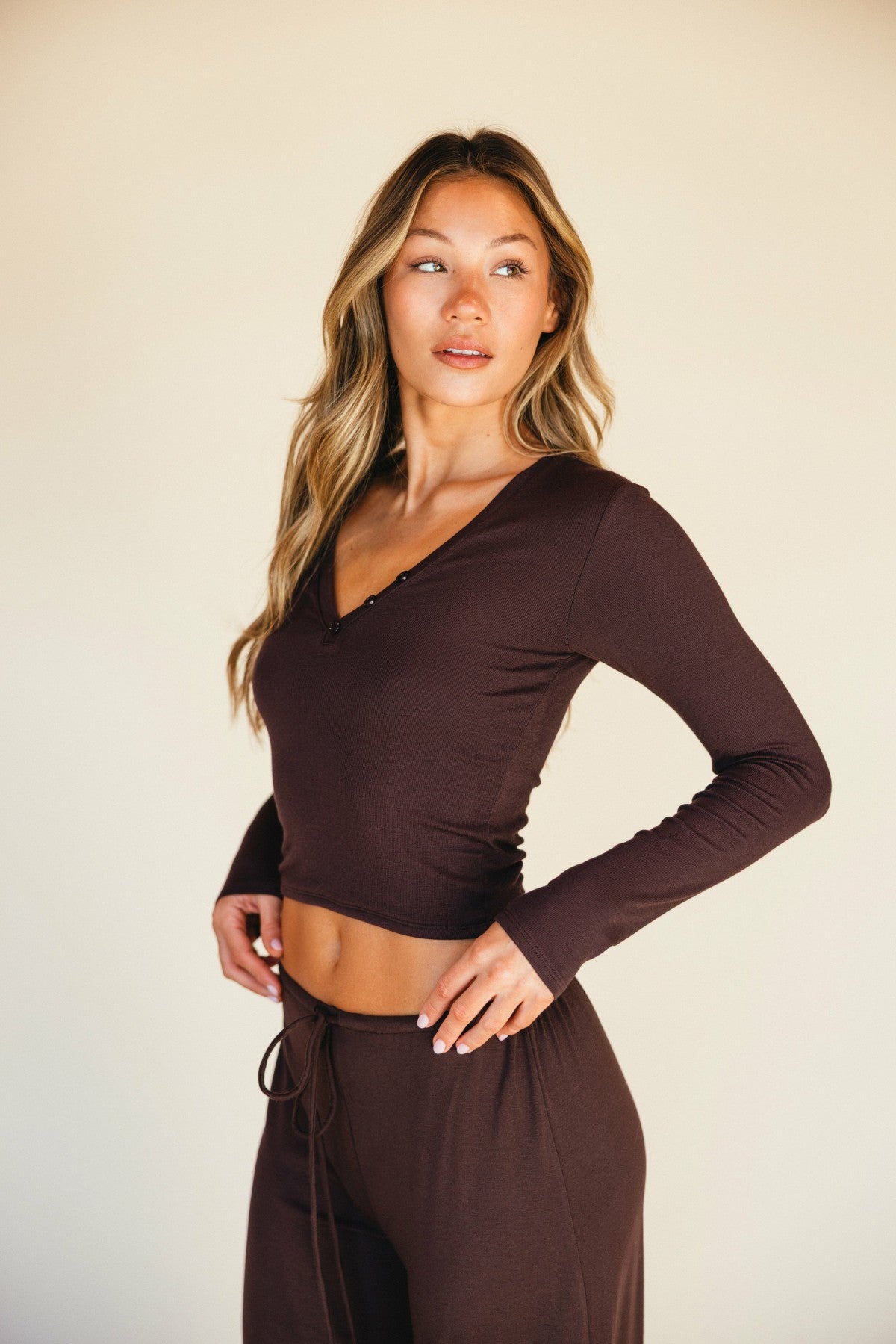 Henley Top Baby Ribbed in Toasted | Skatie