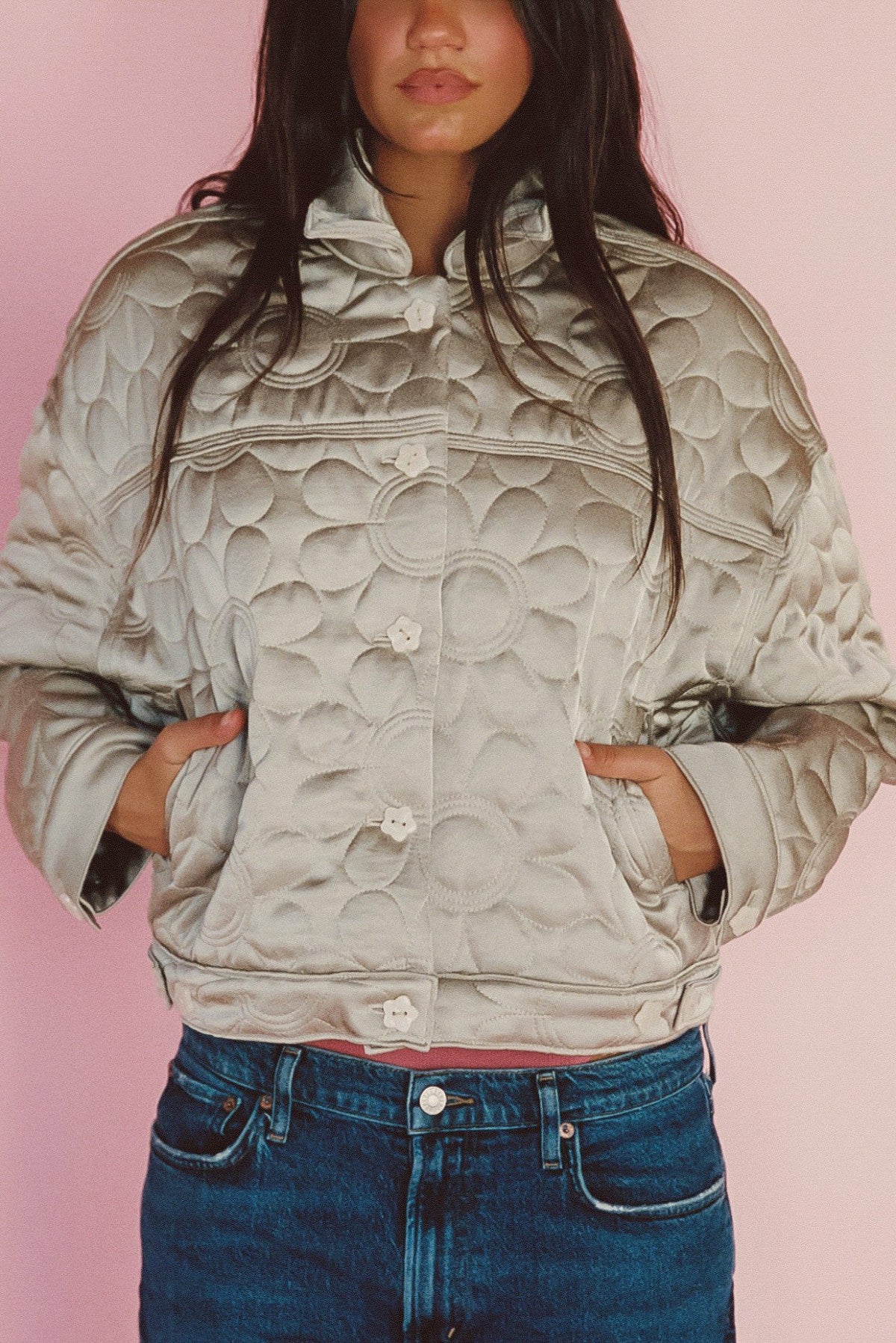 Quilted Bomber Jacket in Daisy | Skatie