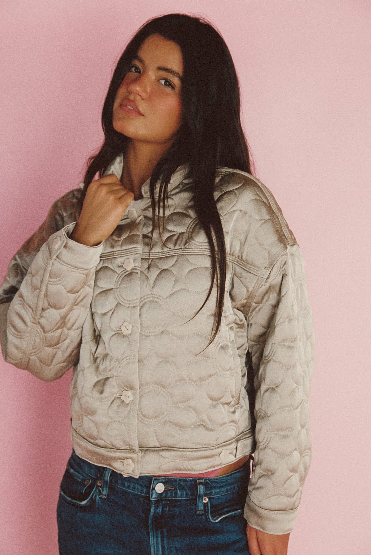 Quilted Bomber Jacket in Daisy | Skatie