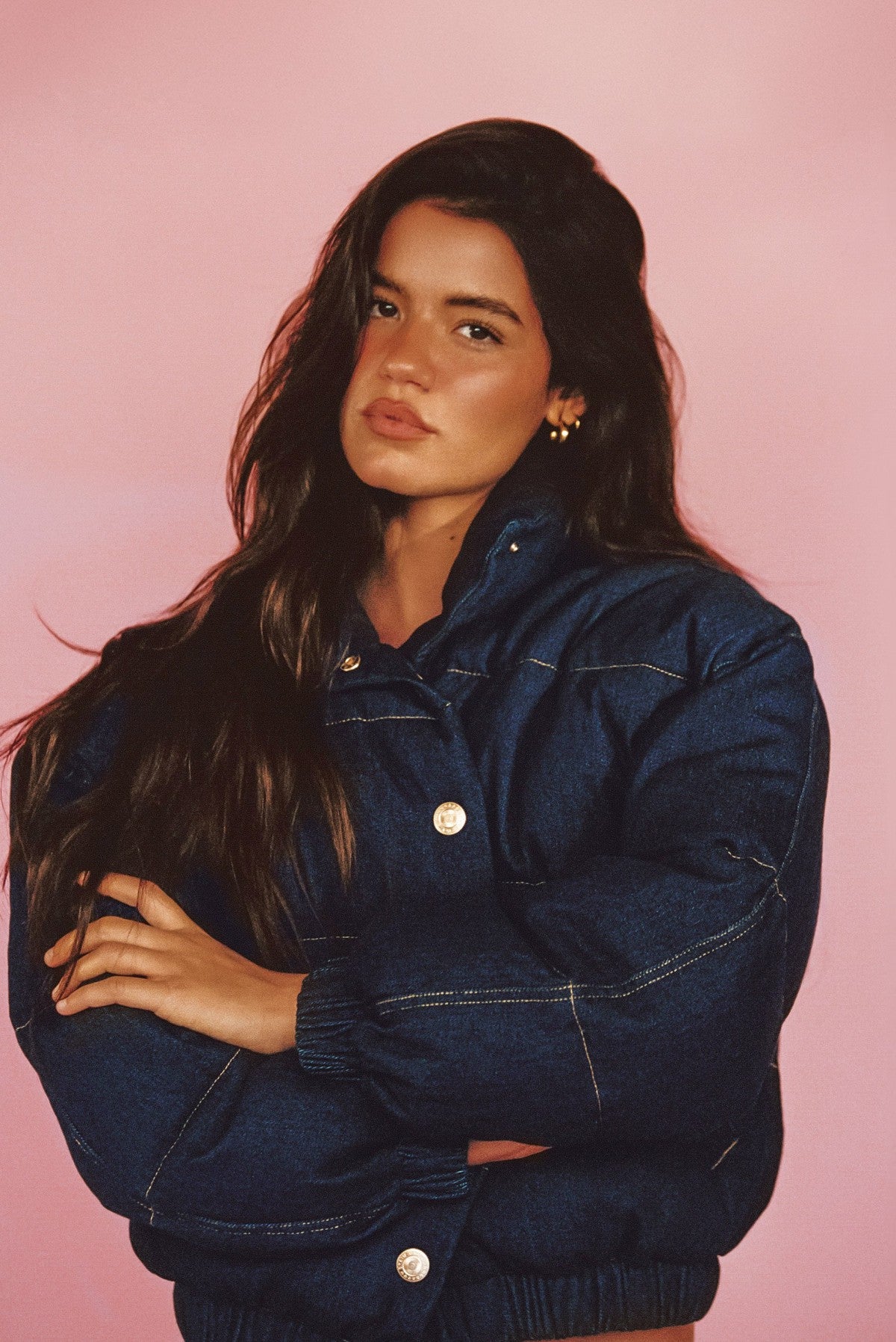 Denim Puffer Jacket in Raw Denim | Skatie