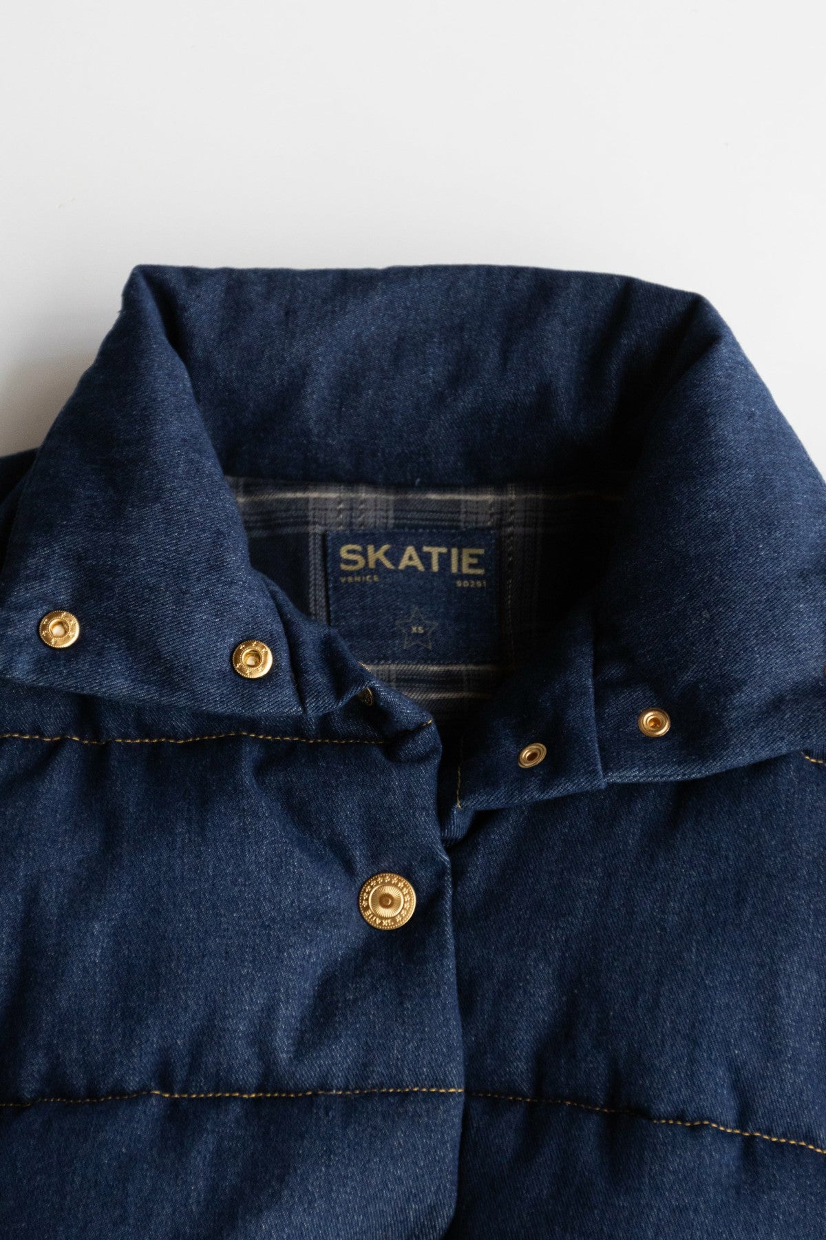 Denim Puffer Jacket in Raw Denim | Skatie
