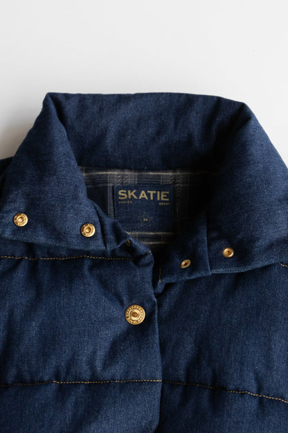Denim Puffer Jacket in Raw Denim | Skatie
