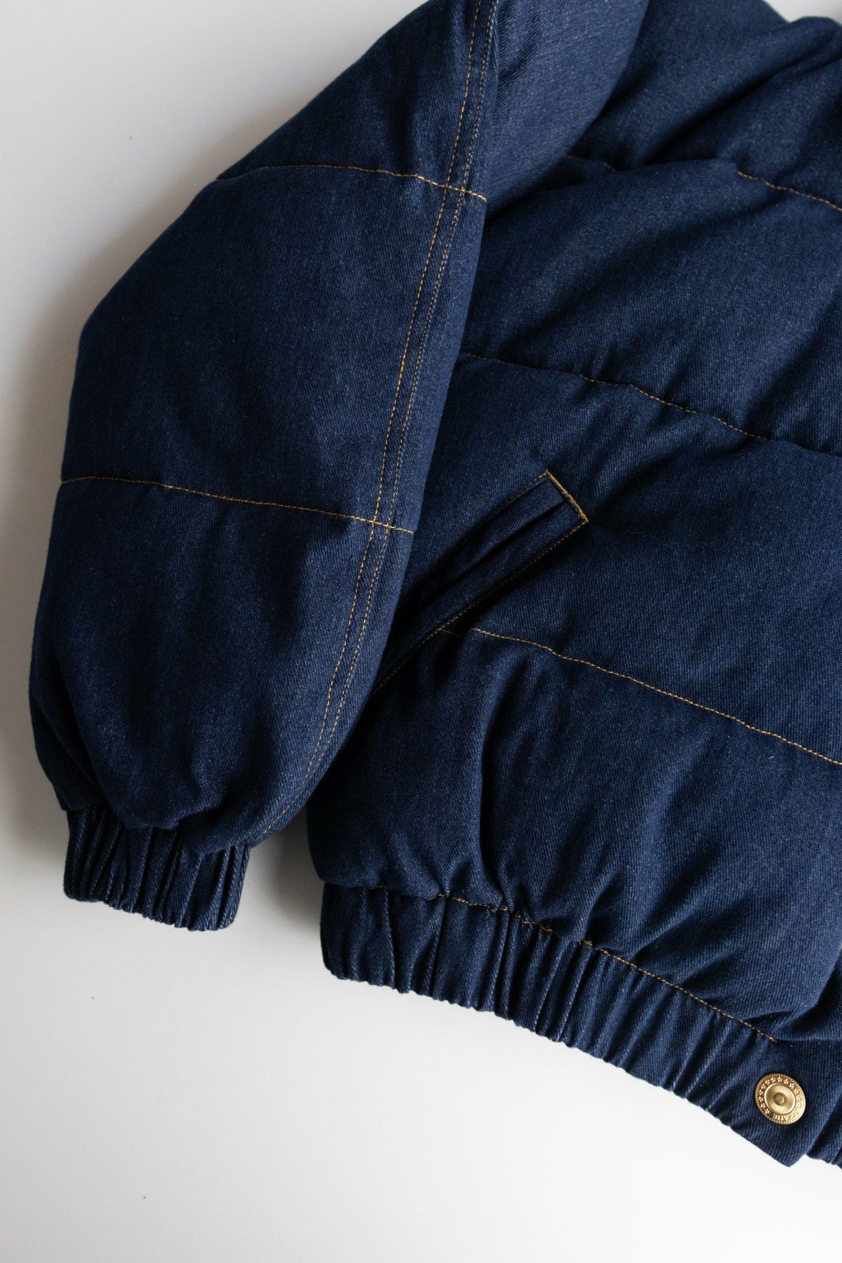 Denim Puffer Jacket in Raw Denim | Skatie