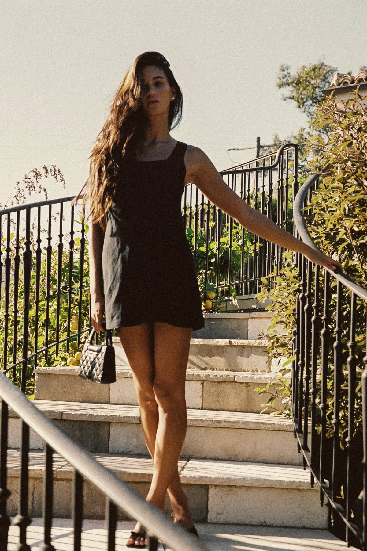 Icon Mini Dress in Black Linen | Skatie