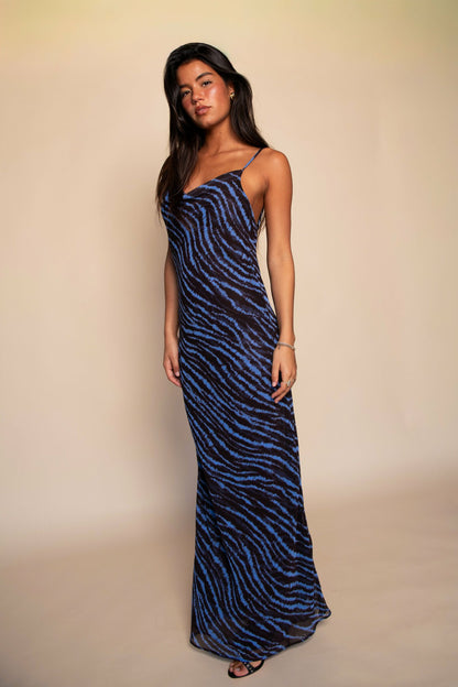 Samantha Maxi Dress Chiffon in Lynx | Skatie