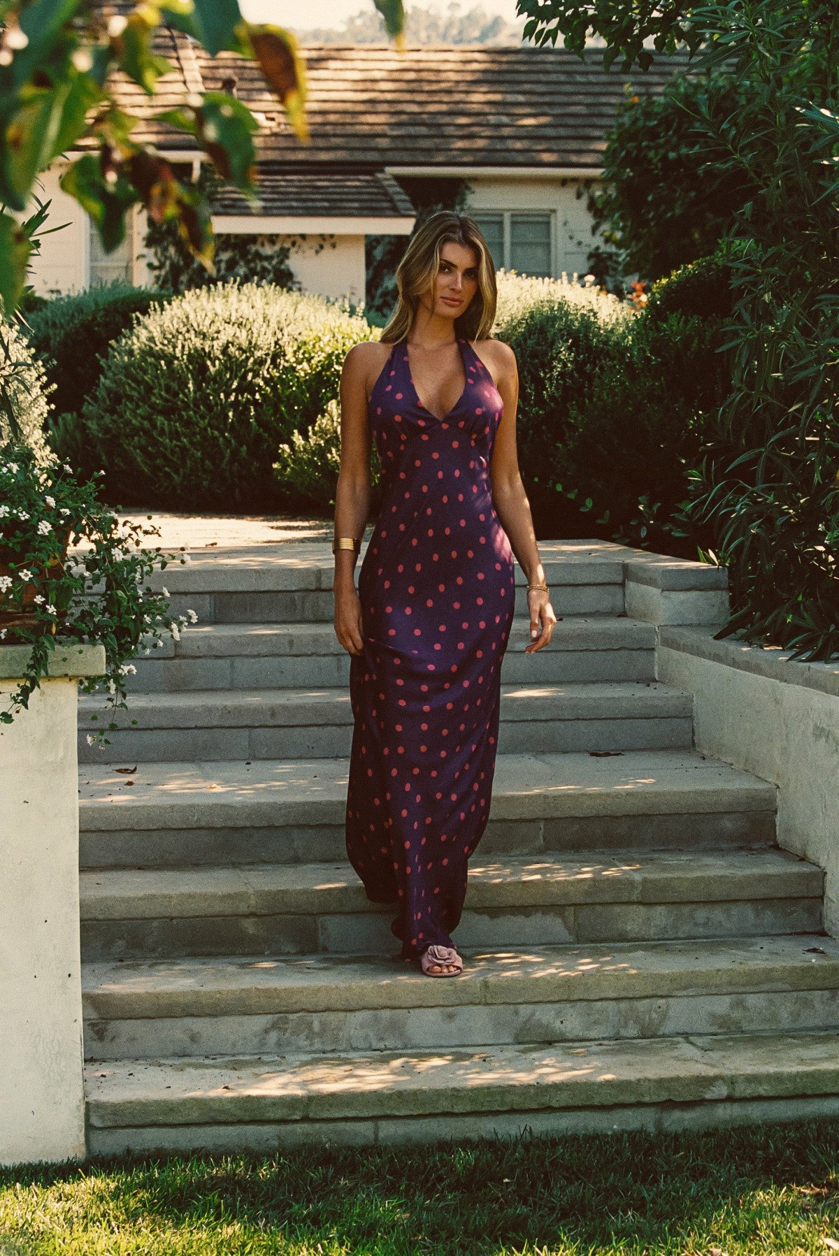 Goldie Maxi Dress Satin in Dottie | Skatie