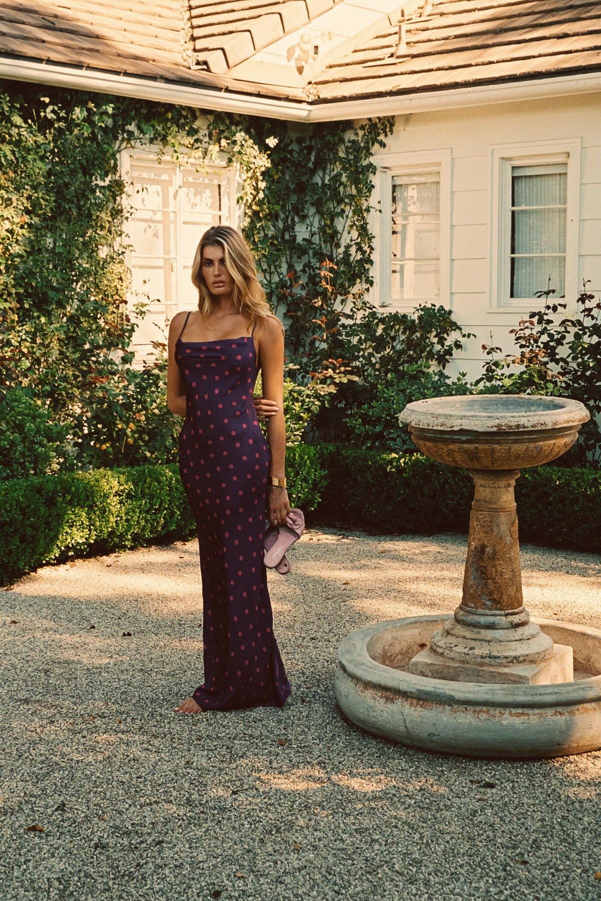 Samantha Maxi Dress Satin in Dottie | Skatie
