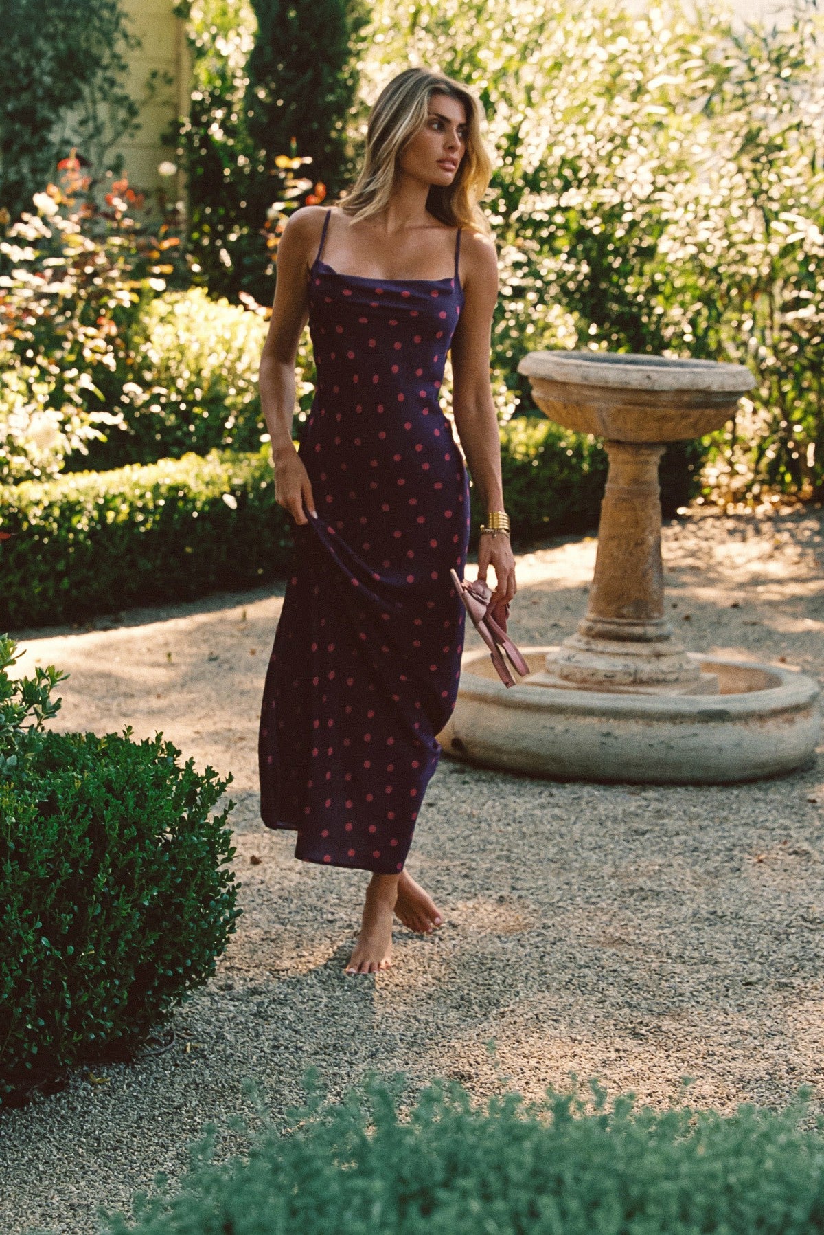 Samantha Maxi Dress Satin in Dottie | Skatie