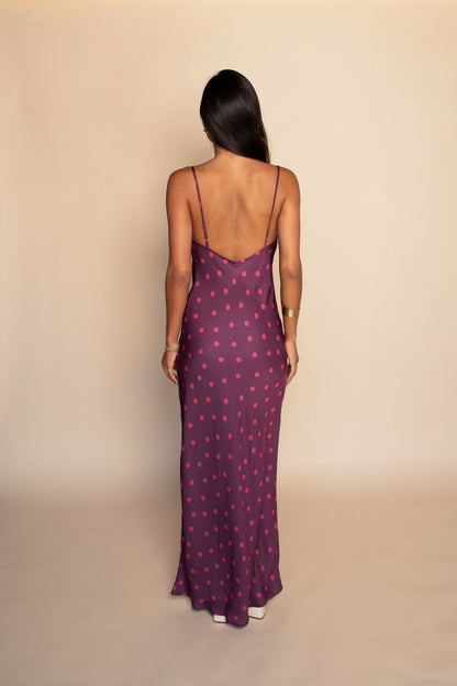 Samantha Maxi Dress Satin in Dottie | Skatie