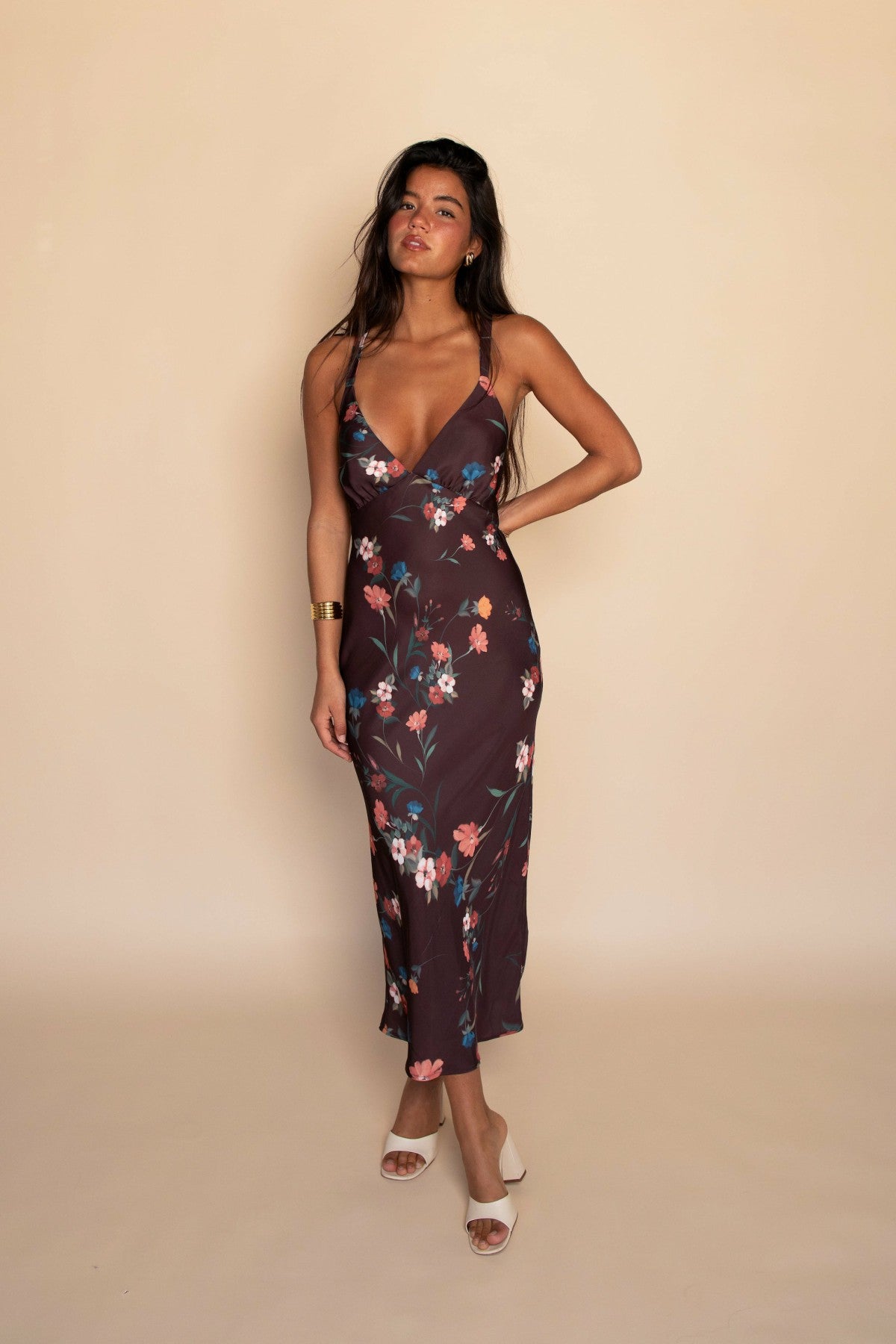 Sabrina Midi Dress Satin in Valley | Skatie
