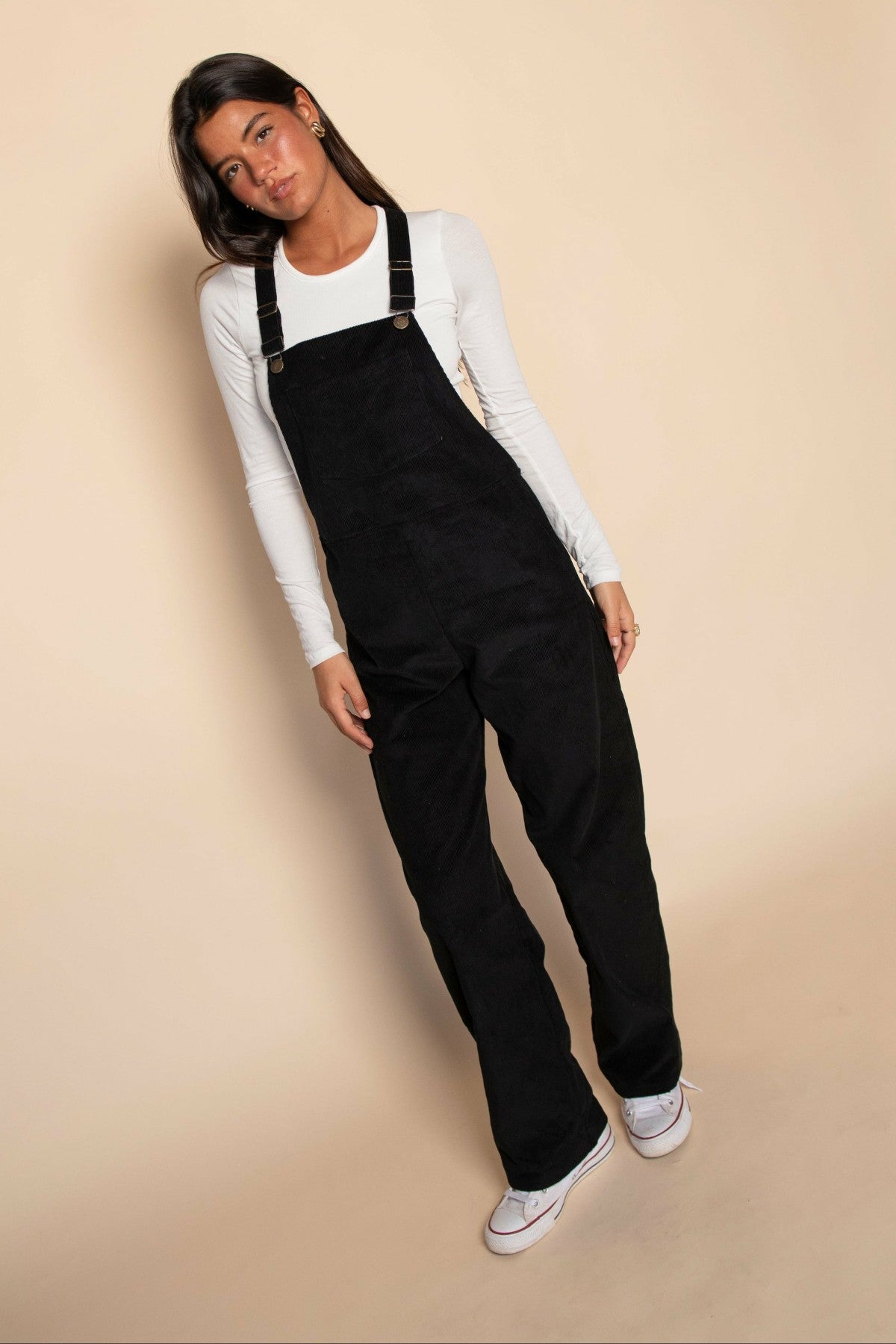 Meave Overalls in Black Corduroy | Skatie