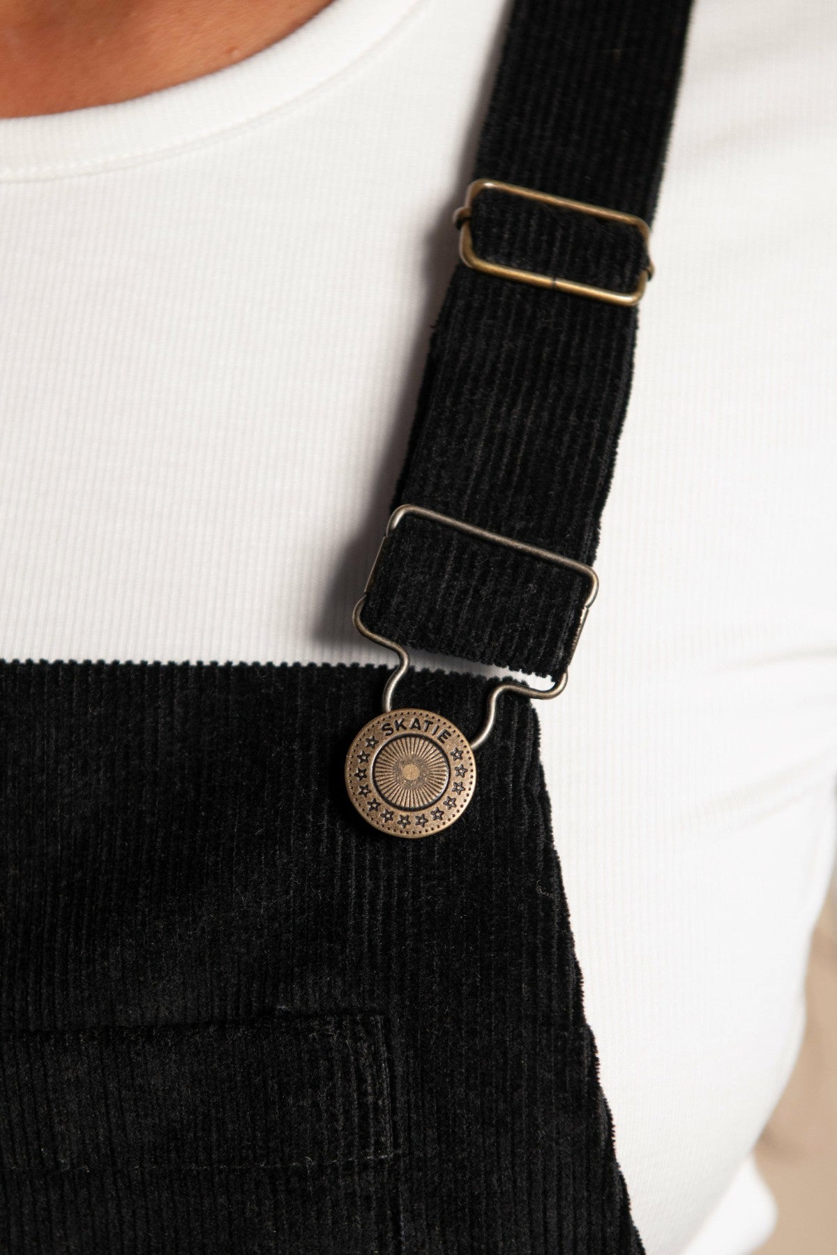 Meave Overalls in Black Corduroy | Skatie