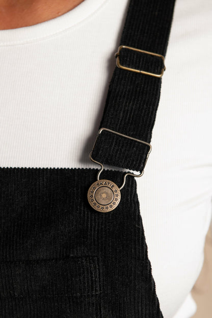 Meave Overalls in Black Corduroy | Skatie