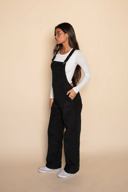 Meave Overalls in Black Corduroy | Skatie