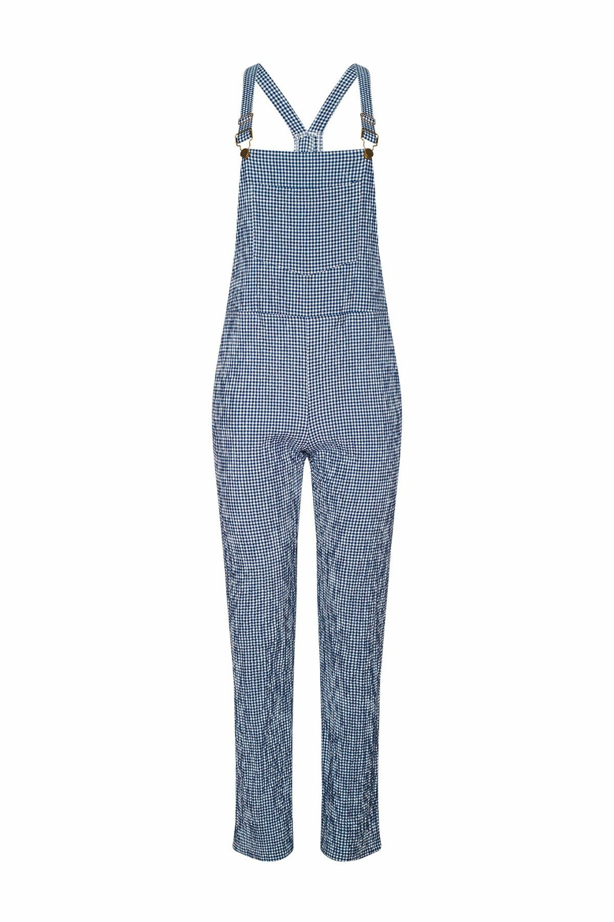 Poppy Full Length Overalls in Blue Gingham | Skatie