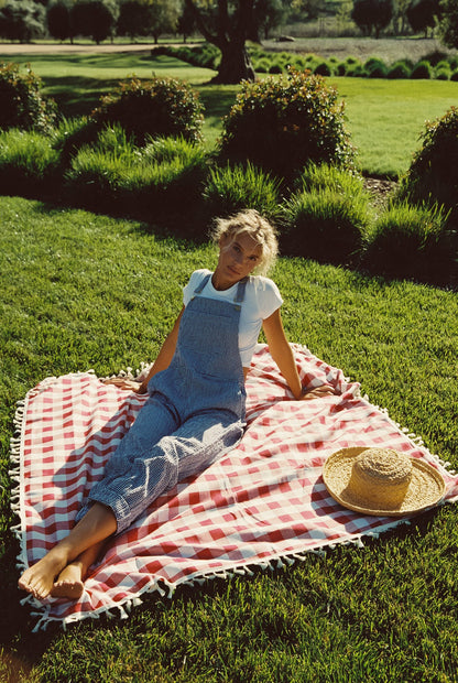 Poppy Full Length Overalls in Blue Gingham | Skatie