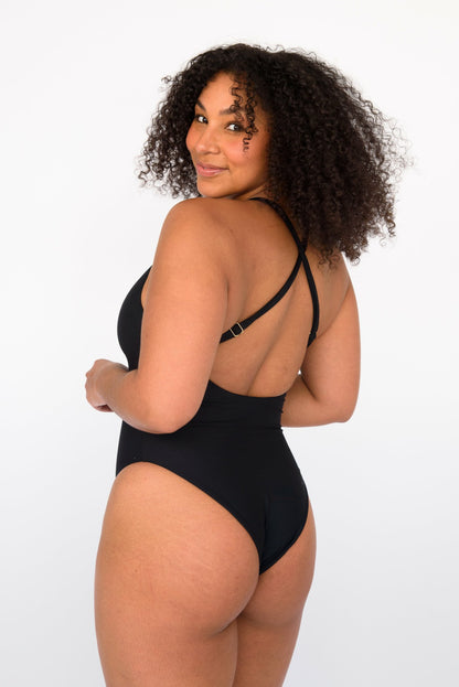 The Zoey One Piece Bathing Suit in Black | Skatie