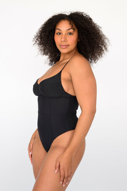 The Rachel One Piece Bathing Suit in Black | Skatie