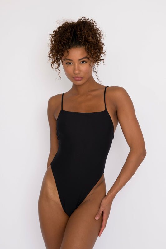 The Resa One Piece Bathing Suit in Black | Skatie