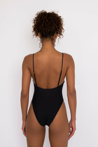 The Resa One Piece Bathing Suit in Black | Skatie
