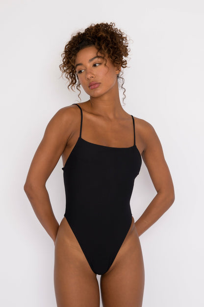 The Resa One Piece Bathing Suit in Black | Skatie