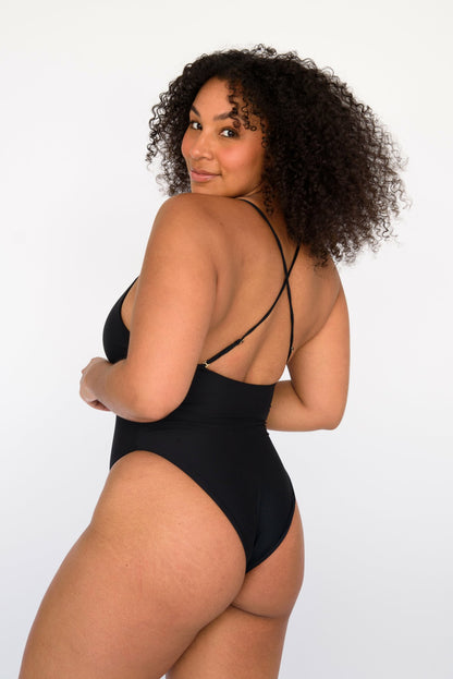 The Resa One Piece Bathing Suit in Black | Skatie