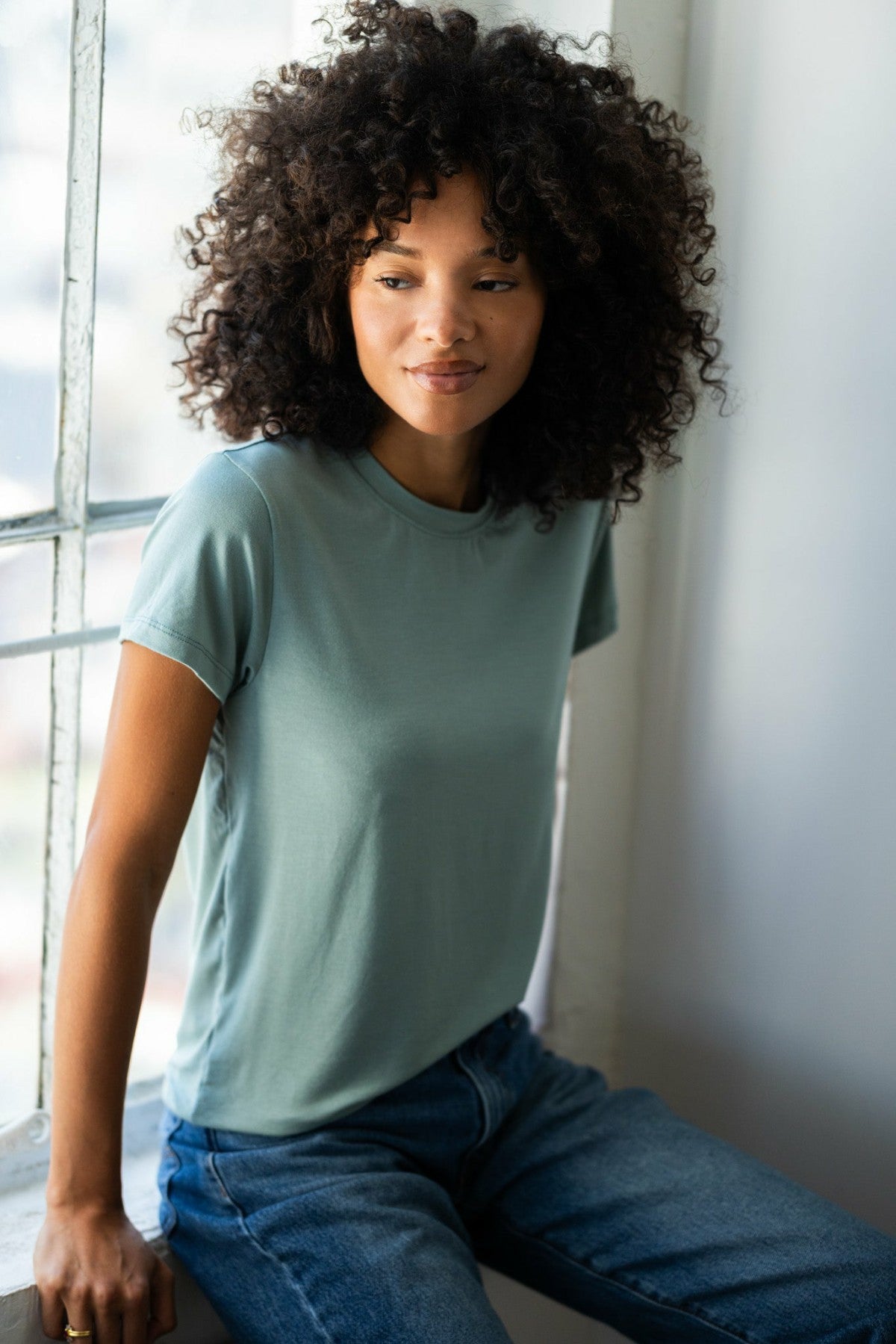 Bestie Tee Jersey in Sage | Skatie