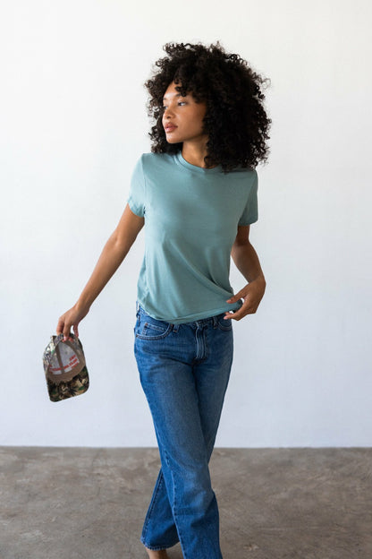 Bestie Tee Jersey in Sage | Skatie