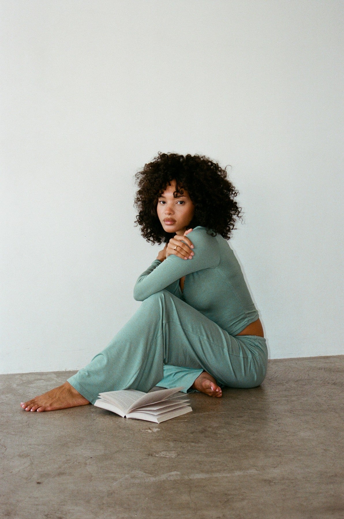 Henley Top Baby Ribbed in Sage | Skatie