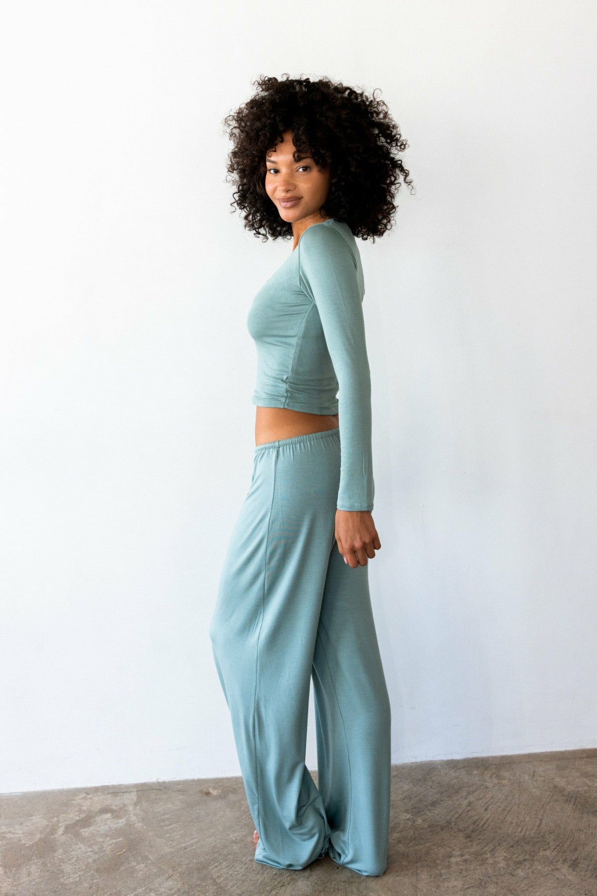 Henley Top Baby Ribbed in Sage | Skatie