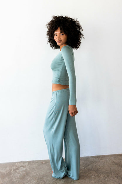Henley Top Baby Ribbed in Sage | Skatie