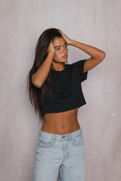 Boyfriend Tee Jersey in Black | Skatie