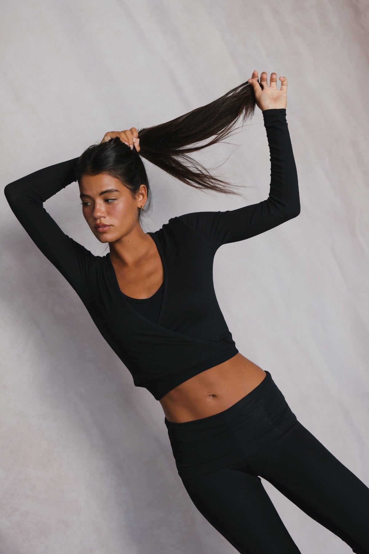 Margot Wrap Top Baby Ribbed in Black | Skatie