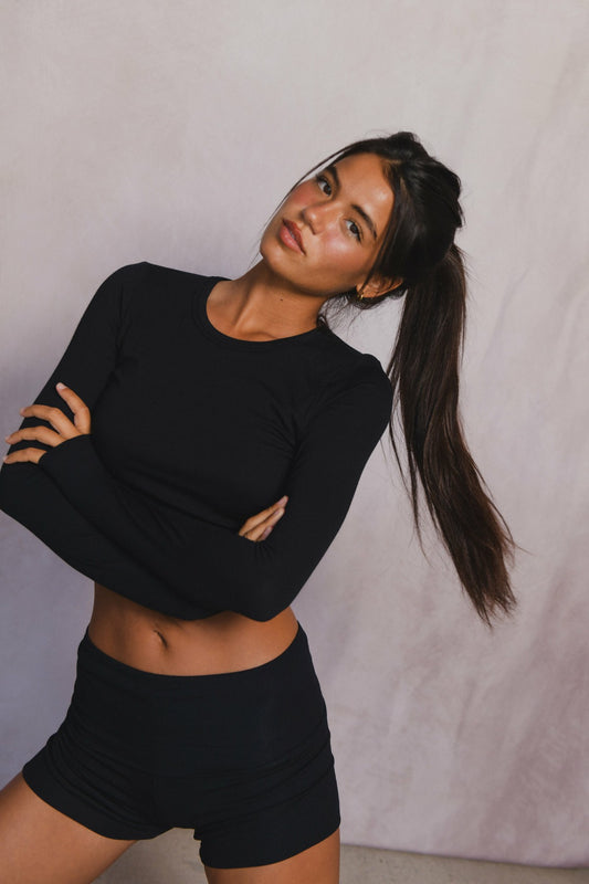 Erica Top Baby Ribbed in Black | Skatie
