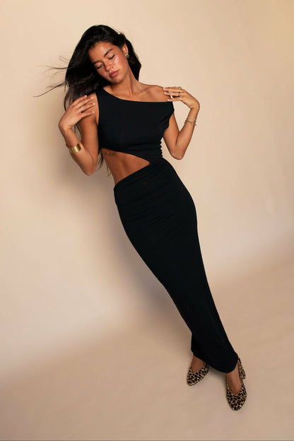 Ida Dress Jersey in Black | Skatie